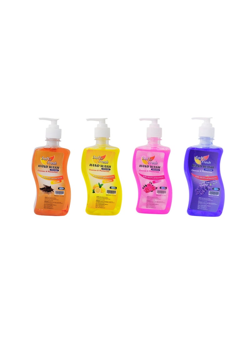 Soft & Fresh Liquid Hand Wash Combo Pack of 4 (Oud, Lemon, Rose & Lavender) | 500 ml Each | Gentle Daily Cleanser | Refreshing & Luxurious Fragrances - Image 1